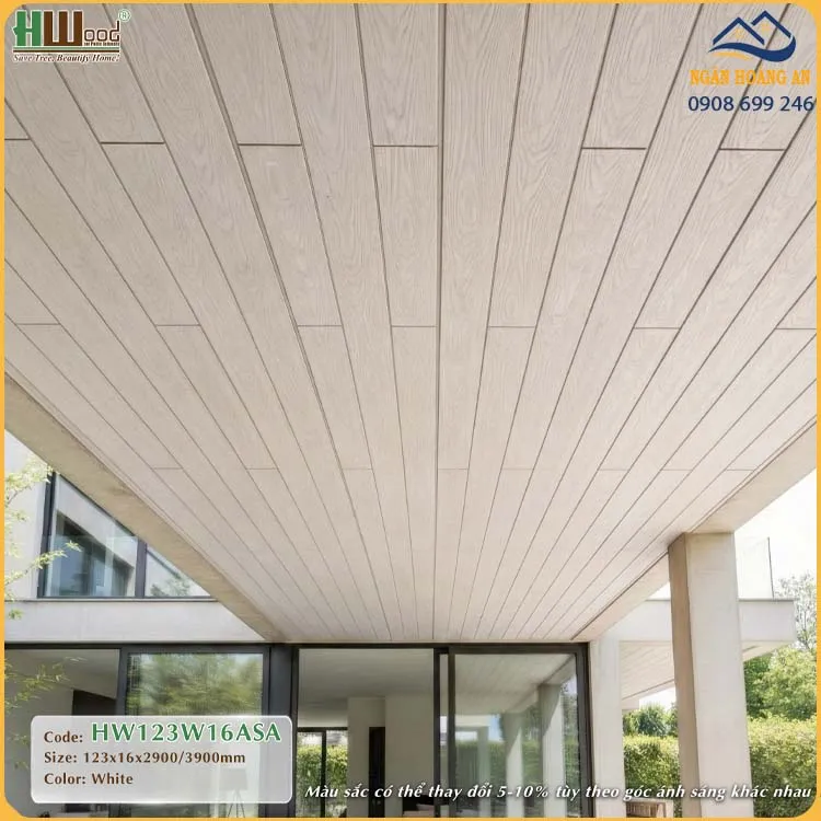 Tấm Gỗ Nhựa Ngoài Trời Phủ ASA Hwood HW123W16ASA White