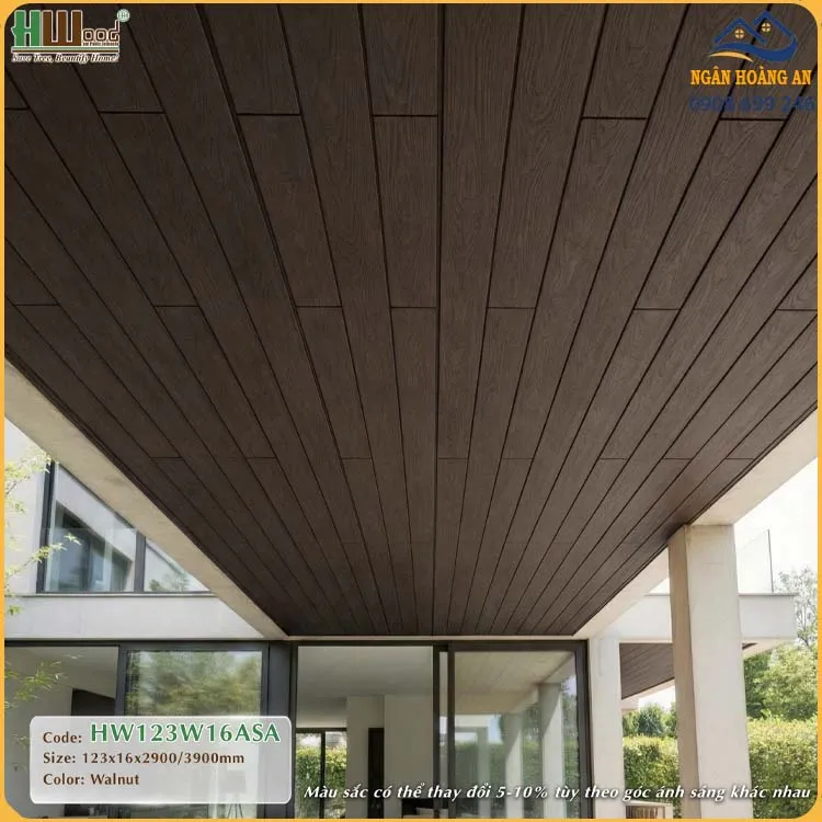 Tấm Ốp Tường Gỗ Nhựa Phủ ASA  Hwood HW123W16ASA Walnut