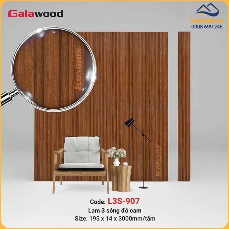 Tấm Nhựa Lam Sóng Giả Vân Gỗ Galawood L3S-907