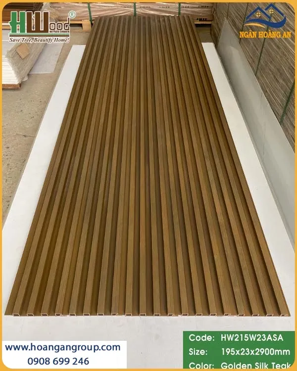 Tấm Lam 4 Sóng Gỗ Nhựa Phủ ASA Hwood HW215W23ASA Golden Silk Teak