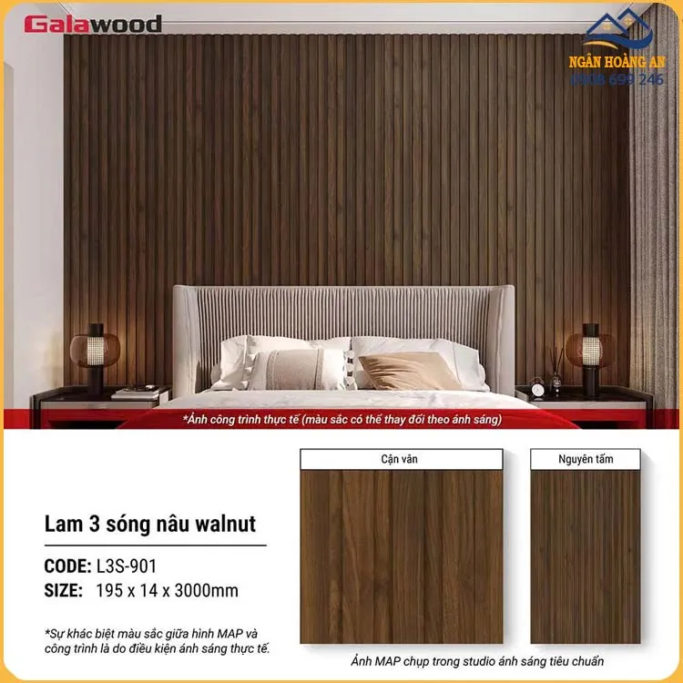 Tấm Ốp Lam Sóng Nhựa Giả Gỗ Galawood L3S-901