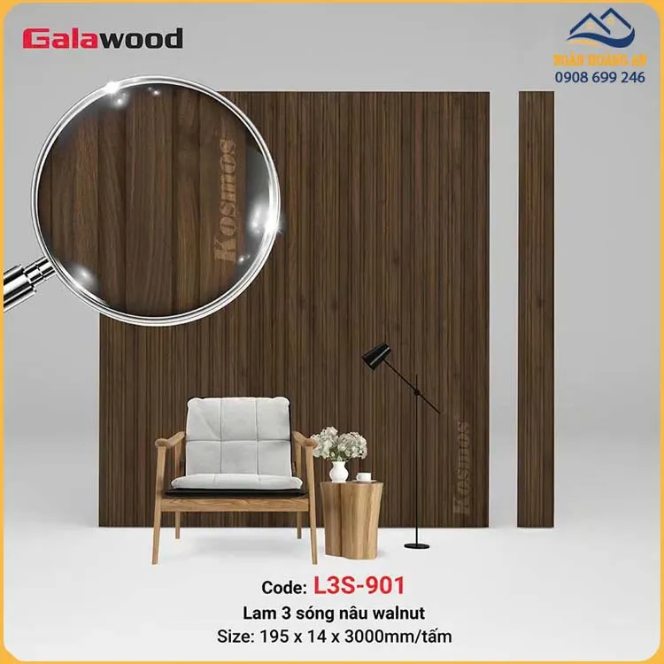 Tấm Ốp Lam Sóng Nhựa Giả Gỗ Galawood L3S-901
