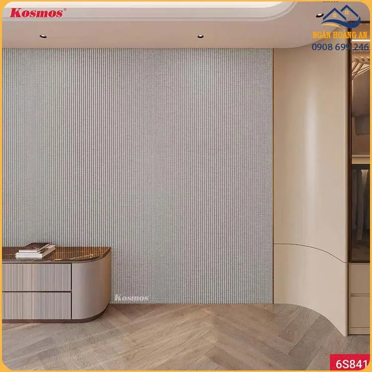 Lam Sóng Than Tre Vân Vải Xám Chống Xước Ánh Kim Kosmos 6S841
