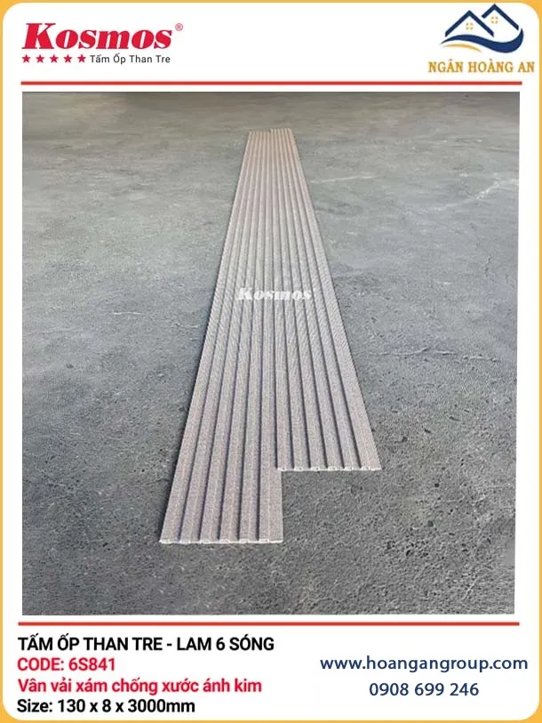 Lam Sóng Than Tre Vân Vải Xám Chống Xước Ánh Kim Kosmos 6S841