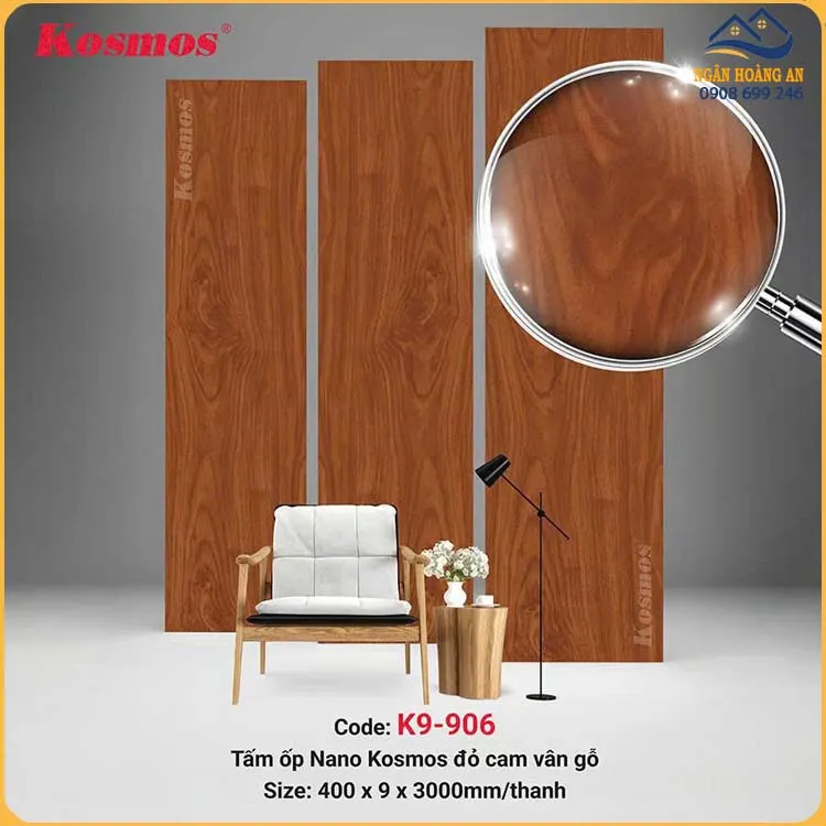 Tấm Nhựa Nano Ốp Tường Giả Vân Gỗ Chân Kép Kosmos K9-906