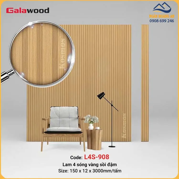 Tấm Nhựa Ốp Tường Lam Sóng Giả Gỗ Galawood L4S-908