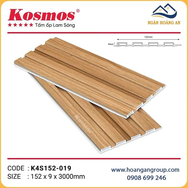 Lam 4 Sóng Thấp Giả Gỗ Kosmos K4S152-019