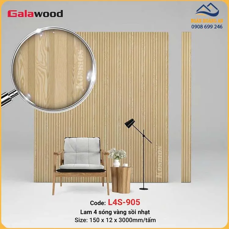 Tấm Nhựa Ốp Tường Lam Sóng Giả Gỗ Galawood L4S-905