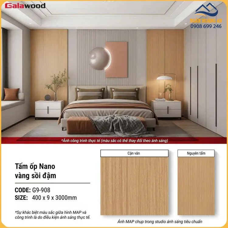 Tấm Nhựa Ốp Tường Ốp Trần Nano Giả Gỗ Galawood G9-908