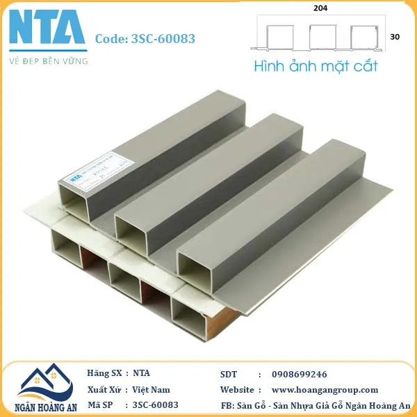 Tấm Ốp Lam 3 Sóng Cao Nhựa Giả Gỗ NTA 3SC-60083