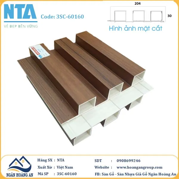 Tấm Ốp Lam 3 Sóng Cao Nhựa Giả Gỗ NTA 3SC-60160