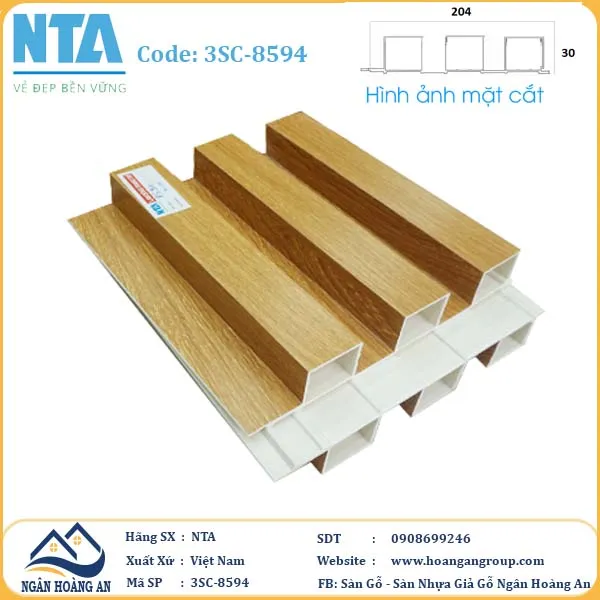 Tấm Ốp Lam 3 Sóng Cao Nhựa Giả Gỗ NTA 3SC-8594