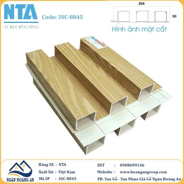 Tấm Ốp Lam 3 Sóng Cao Nhựa Giả Gỗ NTA 3SC-8845