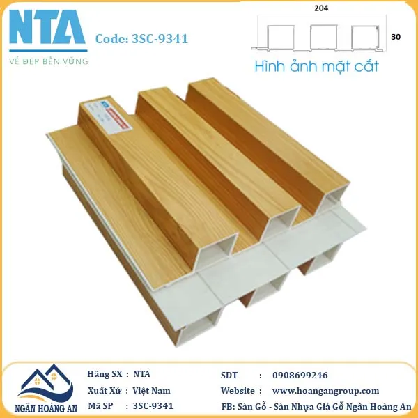 Tấm Ốp Lam 3 Sóng Cao Nhựa Giả Gỗ NTA 3SC-9341