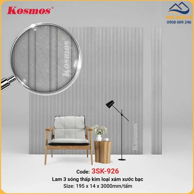Tấm Nhựa Ốp Trần Lam 3 Sóng Chân Kép Kosmos 3SK-926