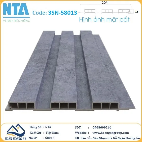 Tấm Ốp Lam 3 Sóng Thấp Nhựa Giả Bê Tông NTA 58013