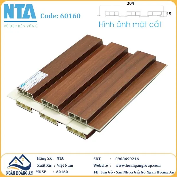 Tấm Ốp Lam 3 Sóng Thấp Nhựa Giả Gỗ NTA 60160