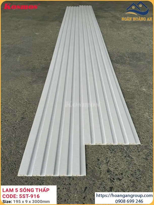 Tấm Nhựa Ốp Tường Lam 5 Sóng Màu Trắng Kosmos 5ST-916