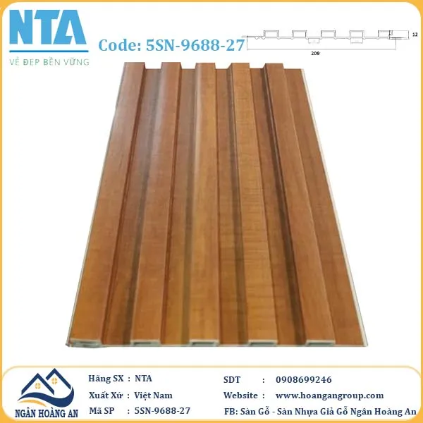 Tấm Ốp Lam 5 Sóng Thấp Nhựa Giả Gỗ NTA 5SN-9688-27