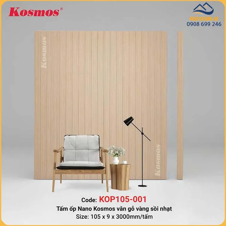 Tấm Nhựa Ốp Tường Ốp Trần Nano Giả Gỗ Kosmos KOP105-001