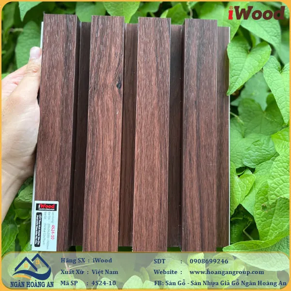 Lam 4 Sóng Cao Nhựa Giả Gỗ Ốp Tường Ốp Trần iWood 4S24-10