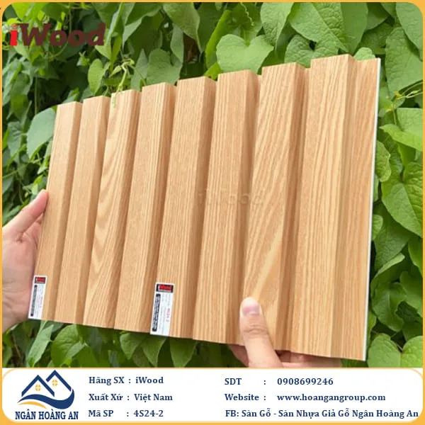 Lam 4 Sóng Cao Nhựa Giả Gỗ Ốp Tường Ốp Trần iWood 4S24-2