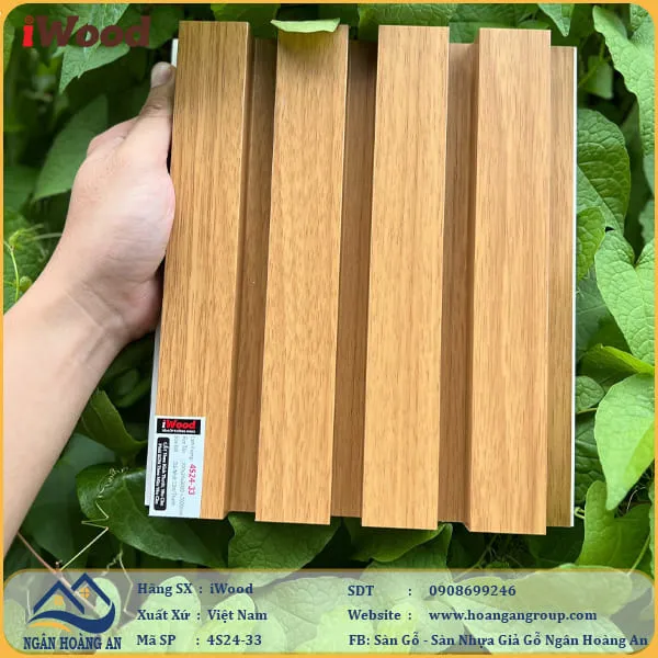 Lam 4 Sóng Cao Nhựa Giả Gỗ Ốp Tường Ốp Trần iWood 4S24-33