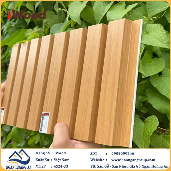Lam 4 Sóng Cao Nhựa Giả Gỗ Ốp Tường Ốp Trần iWood 4S24-33