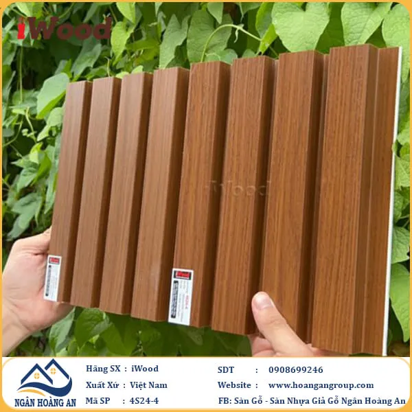 Lam 4 Sóng Cao Nhựa Giả Gỗ Ốp Tường Ốp Trần iWood 4S24-4