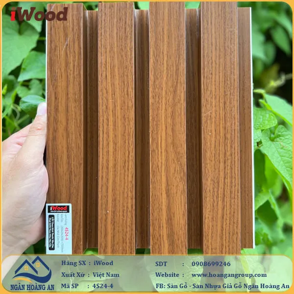 Lam 4 Sóng Cao Nhựa Giả Gỗ Ốp Tường Ốp Trần iWood 4S24-4