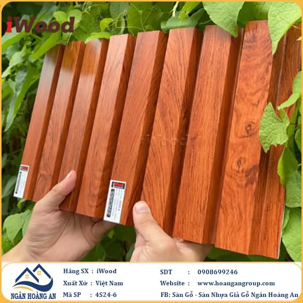 Lam 4 Sóng Cao Nhựa Giả Gỗ Ốp Tường Ốp Trần iWood 4S24-6