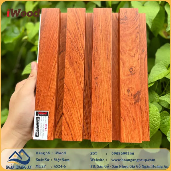Lam 4 Sóng Cao Nhựa Giả Gỗ Ốp Tường Ốp Trần iWood 4S24-6