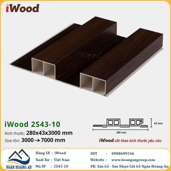 Lam 2 Sóng Cao Nhựa Giả Gỗ Ốp Tường Ốp Trần iWood 2S43