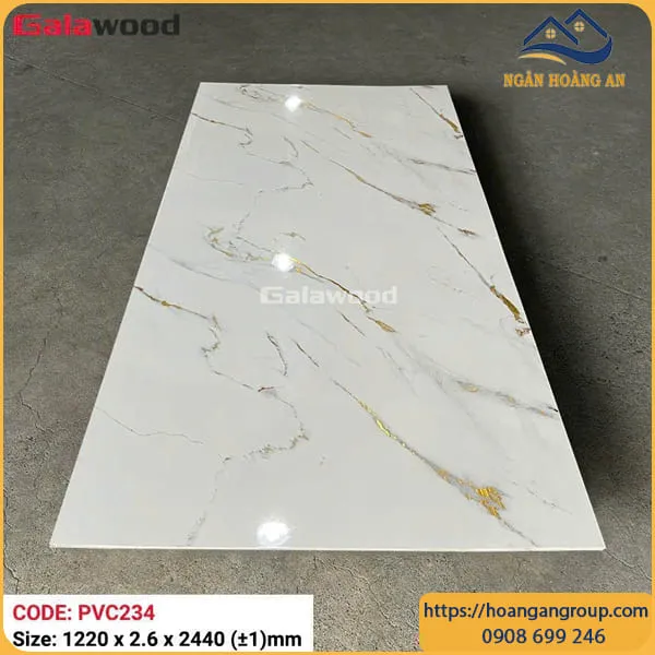 Tấm Nhựa Ốp Tường PVC Giả Đá Vân Mây Vàng Galawood PVC234 Dày 2.6mm