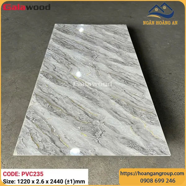 Tấm Nhựa Ốp Tường PVC Giả Đá Vân Mây Vàng Galawood PVC235 Dày 2.6mm