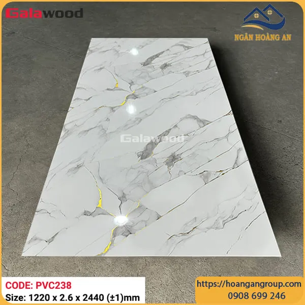 Tấm Nhựa PVC Giả Đá Vân Mây Vàng Galawood PVC238 Dày 2.6mm