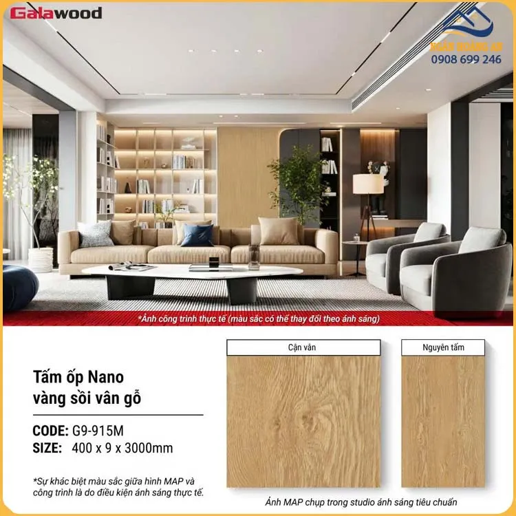 Tấm Nhựa Ốp Tường Nano Giả Gỗ Galawood G9-915M