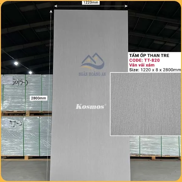 Tấm Ốp Than Tre Kosmos 8mm Vân Vải TT-820