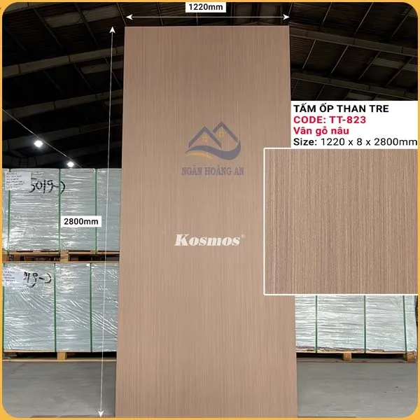 Tấm Ốp Đa Năng Sợi Than Tre Kosmos Vân Gỗ TT-823