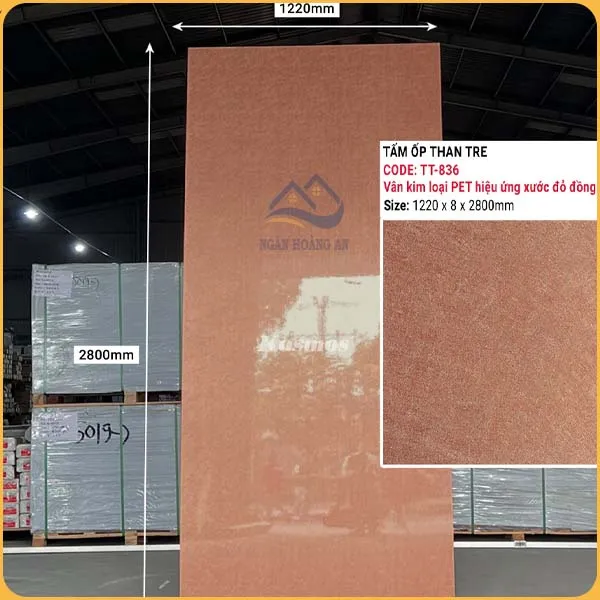Tấm Ốp Than Tre Kosmos Kim Loại Pet Hiệu Ứng Thủy Tinh TT-836