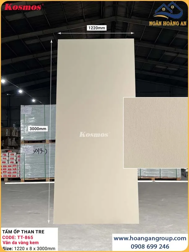 Tấm Ốp Đa Năng Sợi Than Tre Vân Da Vàng Kem Kosmos TT-865