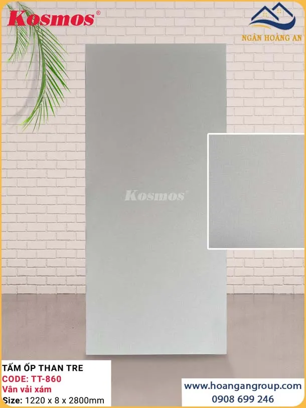 Tấm Ốp Đa Năng Than Tre Kosmos TT-860 Vân Vải Xám