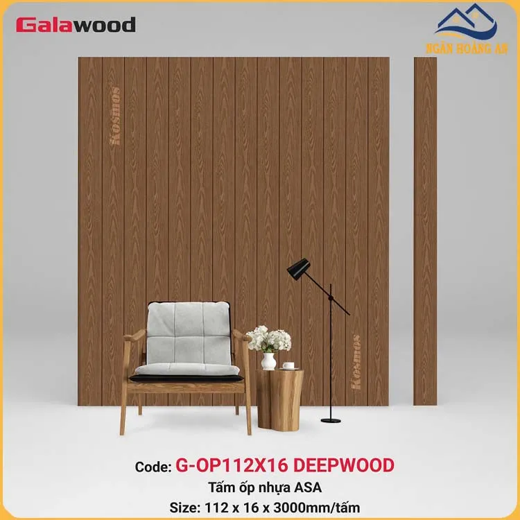 Tấm Ốp Vách Gỗ Nhựa Ngoài Trời ASA Galawood G-OP112X16 Deep Wood