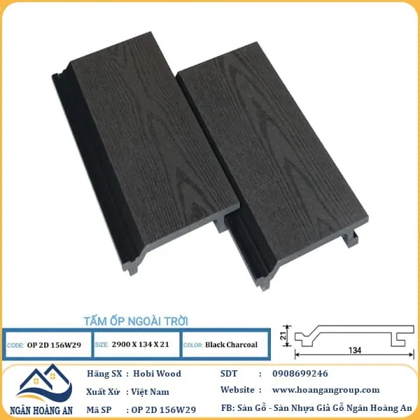 Tấm Ốp Gỗ Nhựa Ngoài Trời Hobi Wood OP2D 156W29 