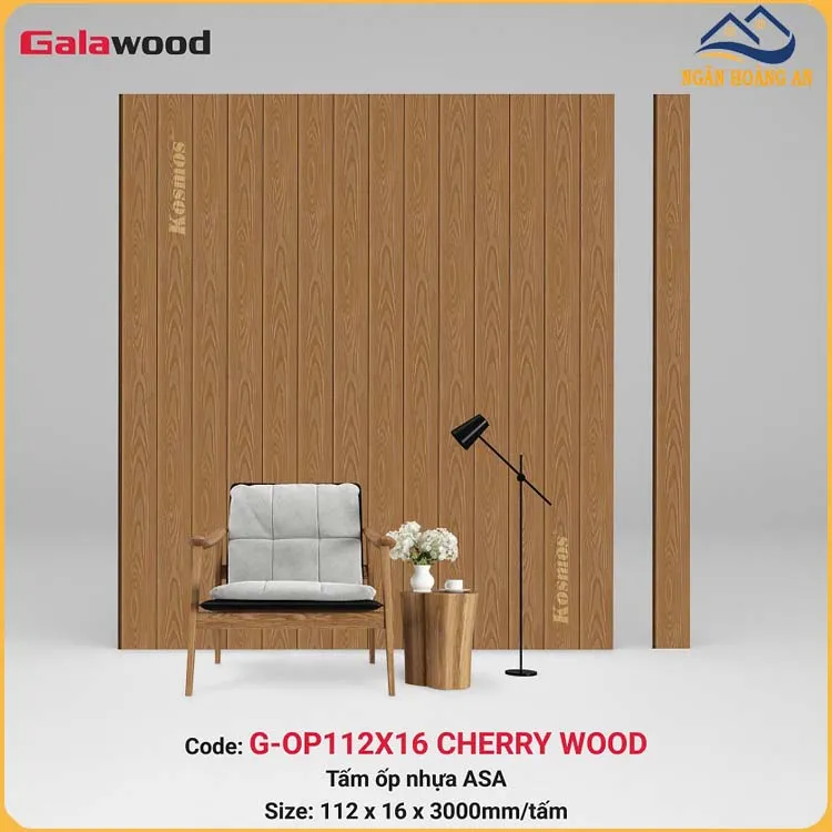 Tấm Ốp Tường Ngoài Trời Phủ ASA Galawood G-OP112X16 Cherry Wood