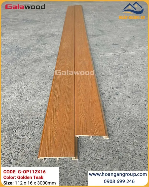 Tấm Ốp Tường Gỗ Nhựa Phủ ASA Galawood G-Op112X16 Golden Teak