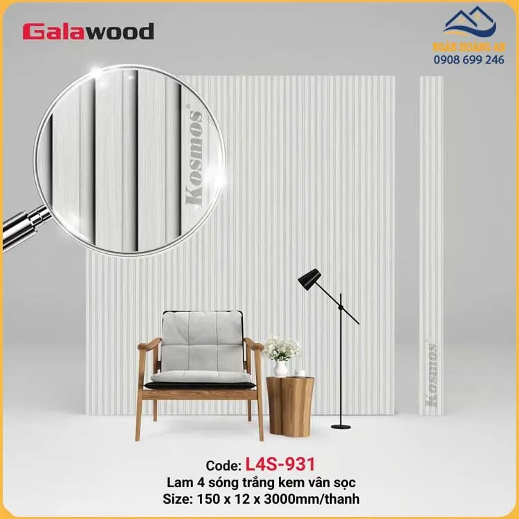 Tấm Ốp Tường Lam 4 Sóng Nhựa Giả Gỗ Galawood L4S-931