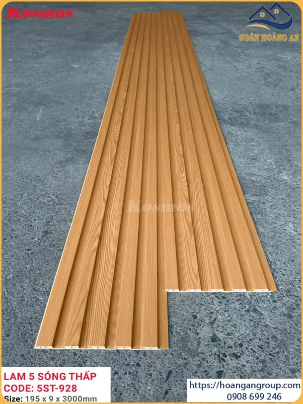 Tấm Ốp Trần Lam 5 Sóng Nhựa Giả Gỗ Kosmos 5ST-928