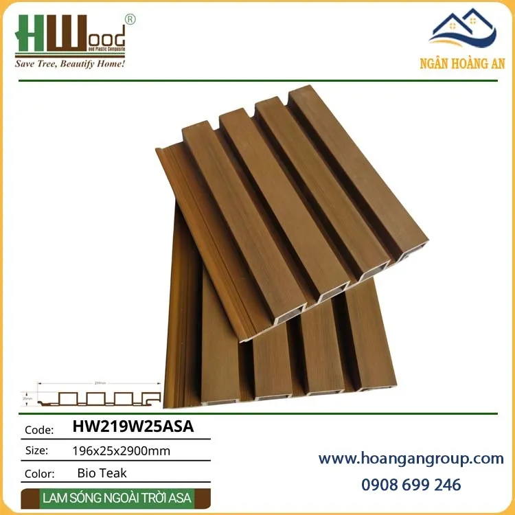 Ốp Tường Trần Lam 4 Sóng Ngoài Trời Phủ ASA Hwood HW219W25ASA