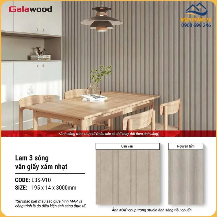 Tấm Nhựa Lam 3 Sóng Thấp Galawood Xám Ghi L3S-910